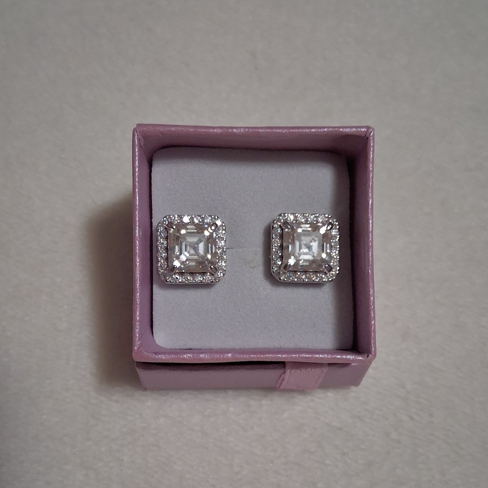 Moissanite Diamond Cushion Pushback Eaerings Set In 925 Sterling Silver